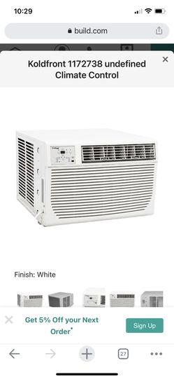 Finish: White Finish: White Koldfront 8000 BTU 115V W indow Air Conditioner with 3500 BTU Heater and Remote Control Model:WAC8001W Ca