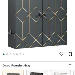 AZODY BATHROOM CABINET WITH GOLD TRIM. WALL-MOUNTE