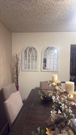 Arched Window Frame Wall Mirrors Set of 2
