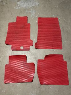 Custom 1st and 2nd row red rubber weatherproof floor mats for Maserati Granturismo