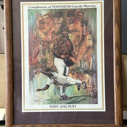 Large Framed Vintage Lithograph 1985 Padres Tony Gwynn and Craig Nettles