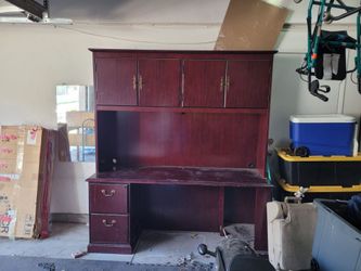 Cherry Wood Desk with Hutch