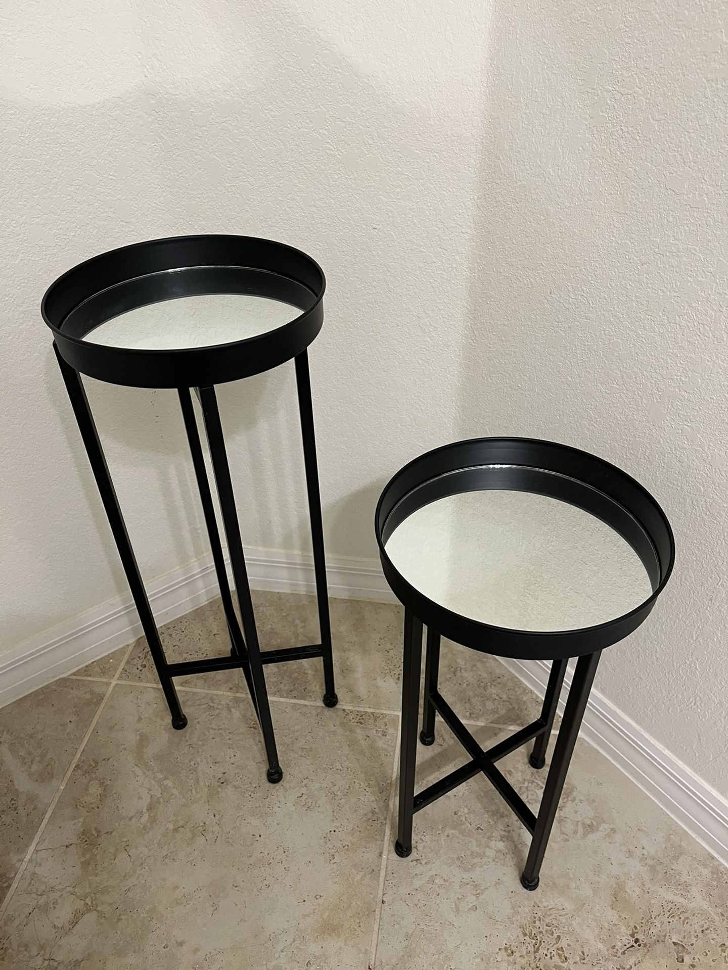 Black Mirrored Side Tables