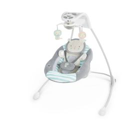 Ingenuity InLighten Foldable Lightweight Baby Swing with Lights, Lion, Gray