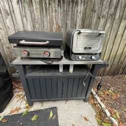 Grill Cart And Storage with Ninja Woodfire Oven