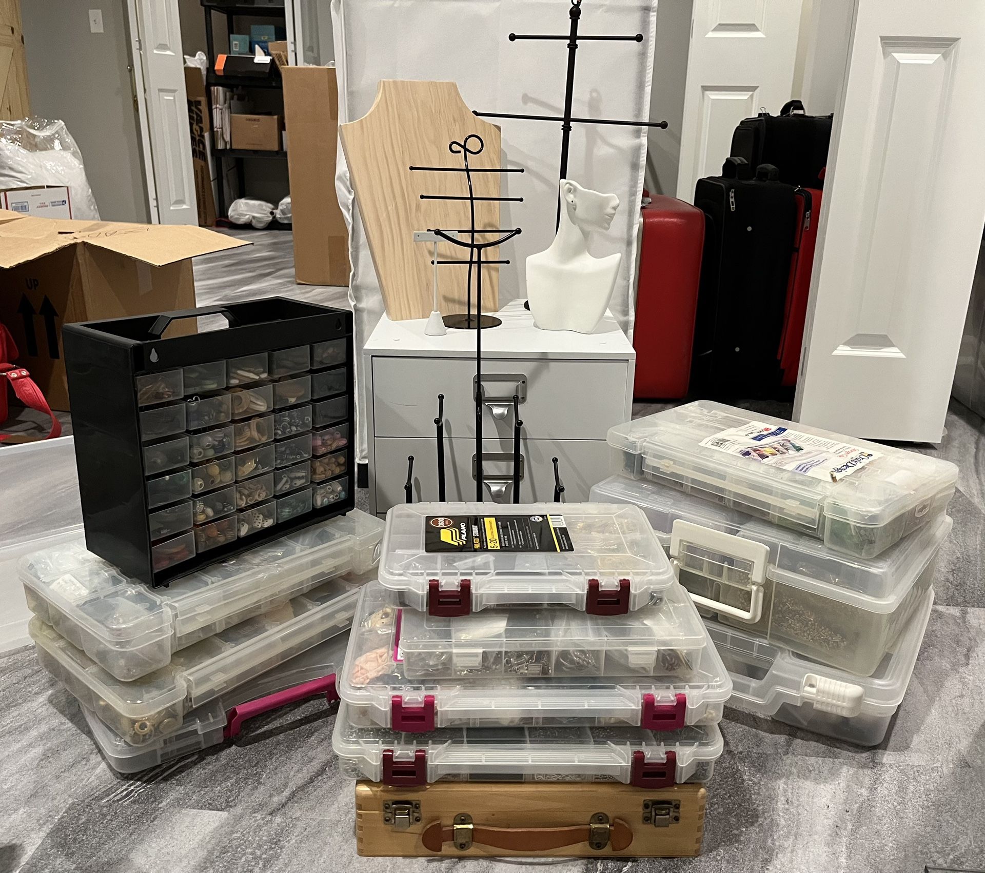 LARGE Inventory of Jewelry Crafting Supplies, Storage and Display