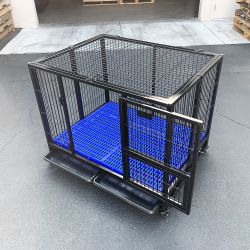 $180 (New) Heavy-duty dog cage 41x31x34” single-door folding kennel w/ plastic tray 