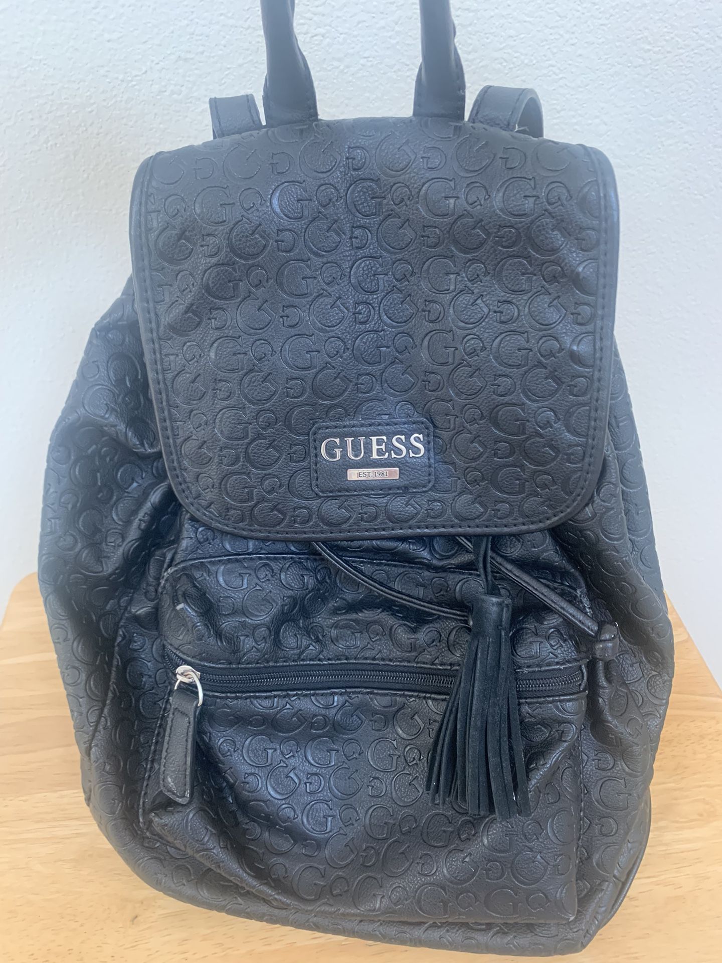 Guess Leather Black Backpack