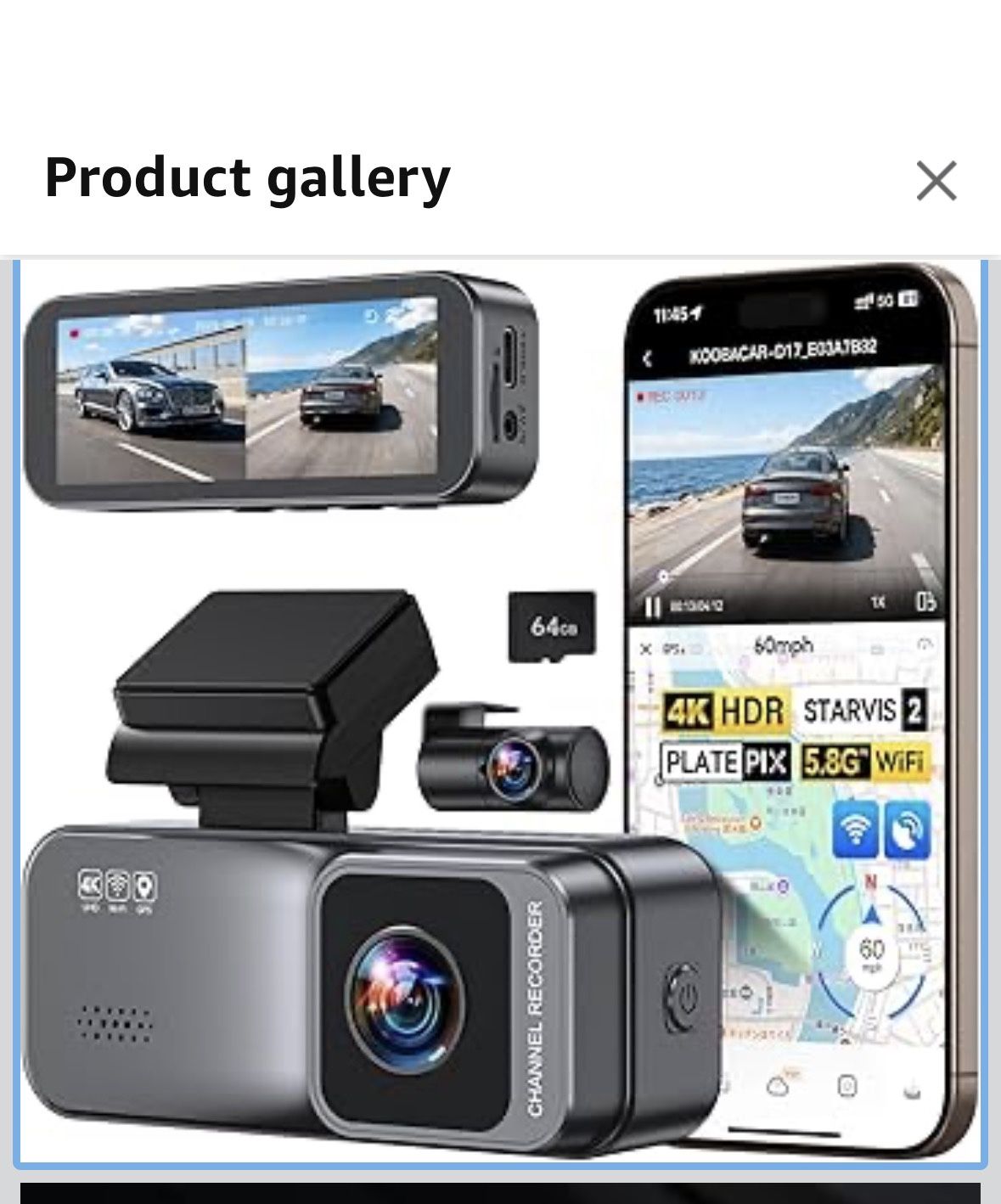 4K/2.5K Dash Cam Front and Rear, Dual Dash Camera for Cars, Included 64GB Card, Built-in Wi-Fi GPS,Car Camera with 3.20" IPS Screen,UHD Night Vision,
