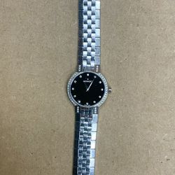 Movado Woman’s Faceto Watch 84 A1 1845 S Stainless Steel Water Resistant Sapphire Crystal Timepiece Diamonds Black Face Dial Band Timepiece Brand