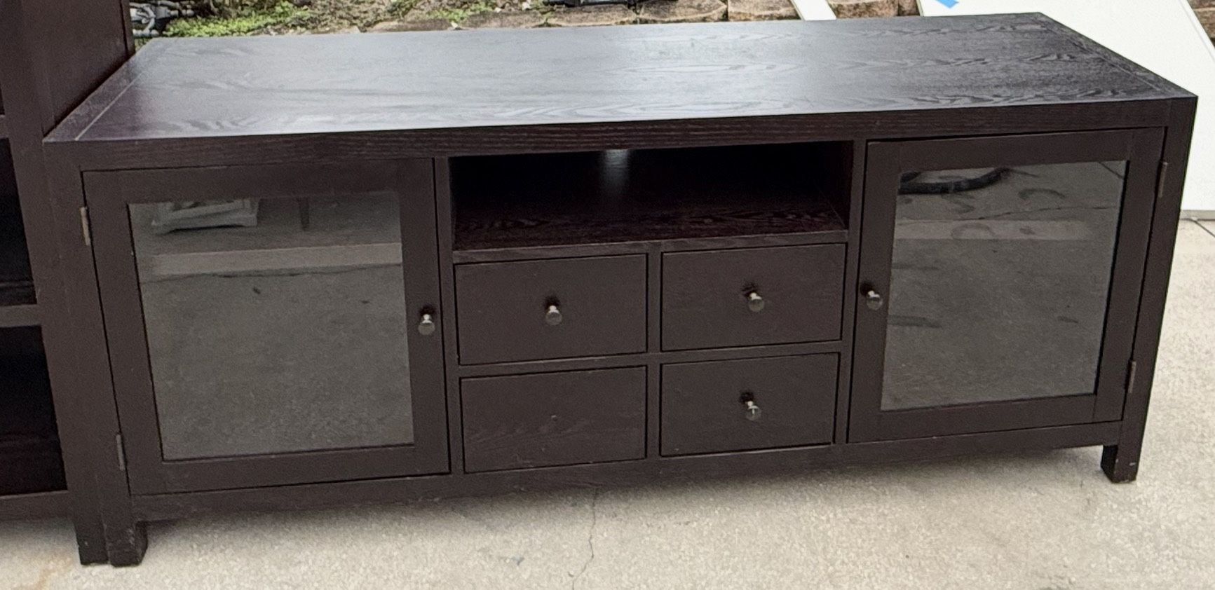 Pottery Barn Wood Tv Media Cabinent & Bookshelf