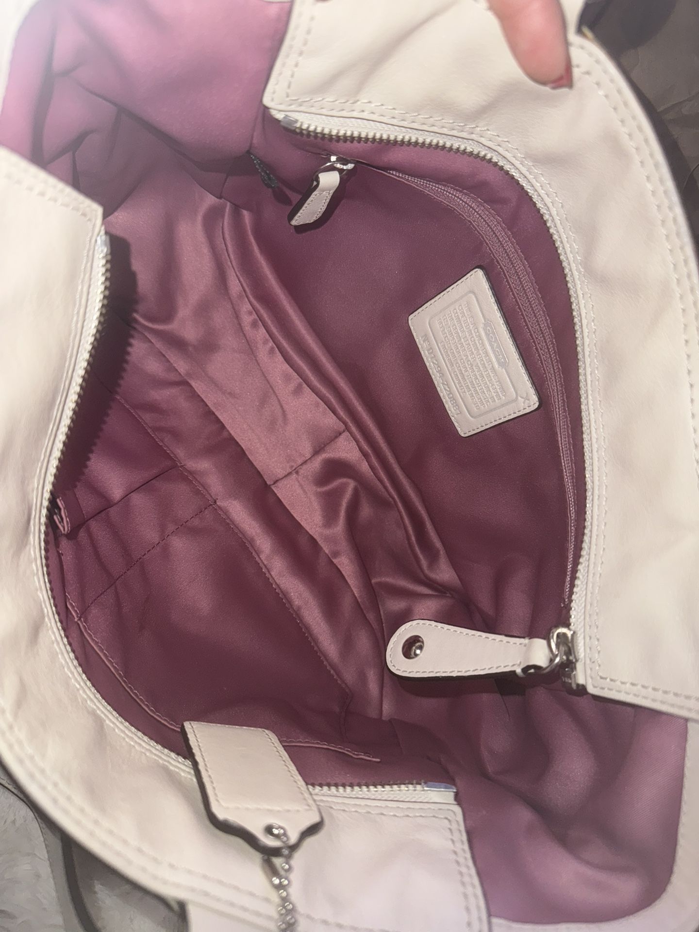 Cream Leather Coach Tote