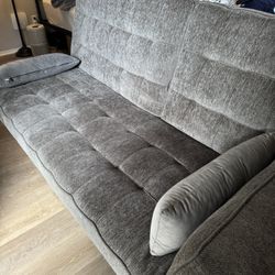 Tufted futon dark gray foldable