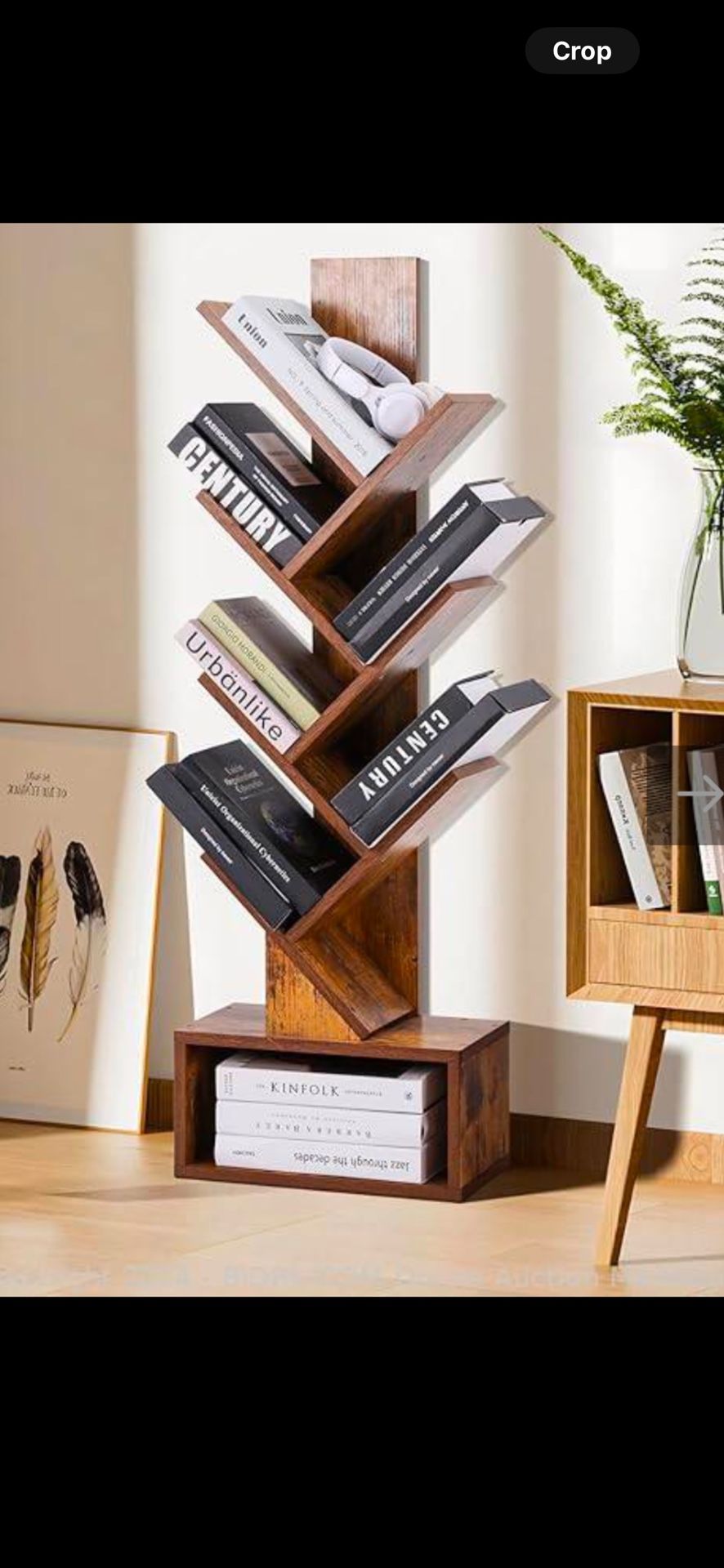 - 6 Shelf Retro Floor Standing Bookcase, Tall Wood Book Storage Rack for CDs/Movies/Books, Utility Book Organizer Shelves for Bedroom, Living Room, H