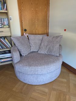 Large Round Swivel Cuddle Chair Grey