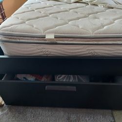 Queen Size Bed Frame With Drawers With Pillow Top Mattress
