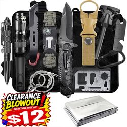 Outdoor Camping Survival Kit, 11Pcs Professional Survival Gear and Equipment