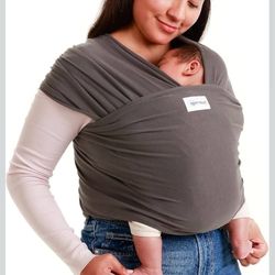 Sleepy Wrap Stretchy Ergonomic Baby Carrier Sling for Newborns to Toddlers - Hands-Free Lightweight Baby Wrap 7-35 lbs (Dark Gray)