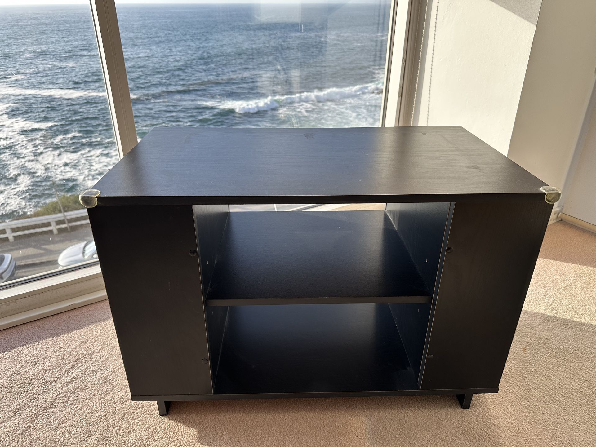 Black TV Table/Stand With Shelves