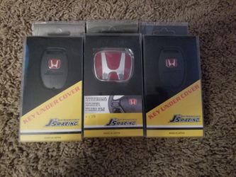 3PC Honda SET JDM Red H Emblem for Steering Wheel and 2 Key Covers