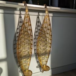 Two Large Ornate Candle Holders