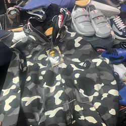Black and white space camo bape hoodie