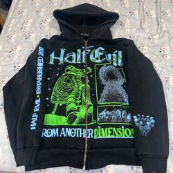 Half Evil Black Zip up hoodie