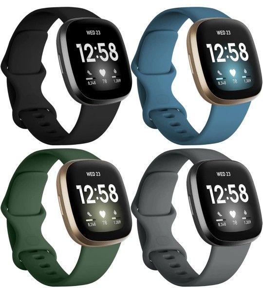 4 Pack Band Compatible with Fitbit Sense & Fitbit Versa 3 Bands Women Men