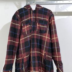 Empyre Cain Red Hooded Flannel Sherpa Jacket