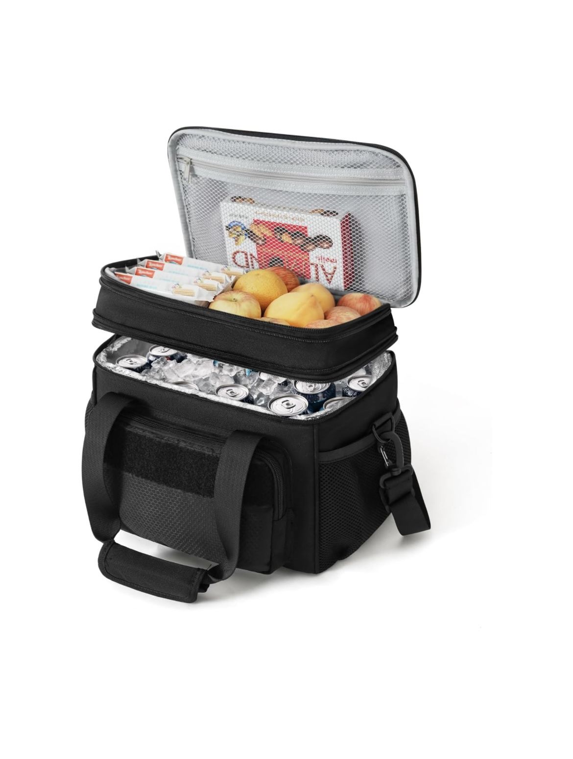 π RUTOTE Tactical Lunch Box 15L, Expandable Large Insulated Leakproof for Adults, Men/Women, Work, Camping, Picnic, 900D Oxford Cloth, Black, P