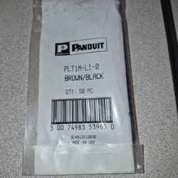 (2) Panduit- PLT1M-L1-0; Cable Tie; 4" Length, 7/8" Max. Bundle Dia., Black Stripe/Brown, Nylon 6/6, 18lb Strength, 50 Pcs.