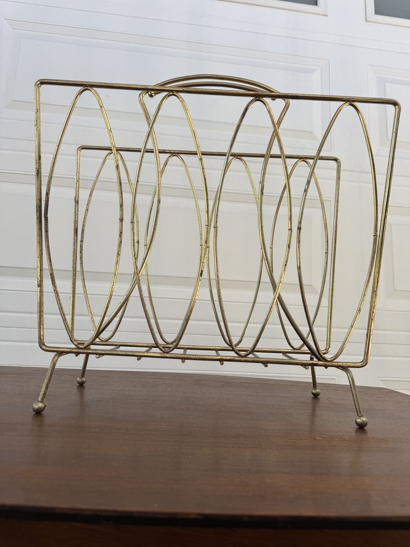 Mid Century Modern Brass Magazine Rack