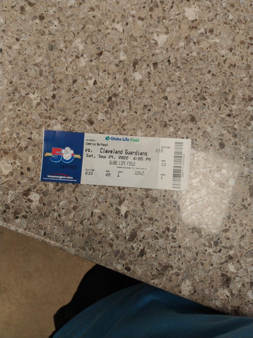 Rangers Game Ticket For TODAY'S GAME