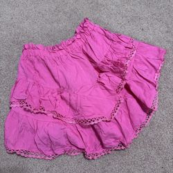 New Xs pink ruffle short mini skirt skort boho stretchy
