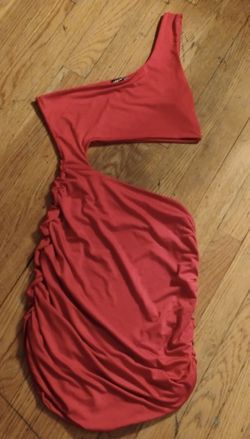 Red halter dress