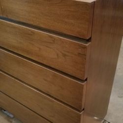 Mid Century Brutalist Solid Wood Tall Dresser Bureau