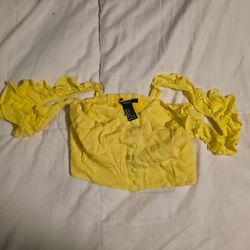 Forever 21 Yellow Crop Top (Size: S)