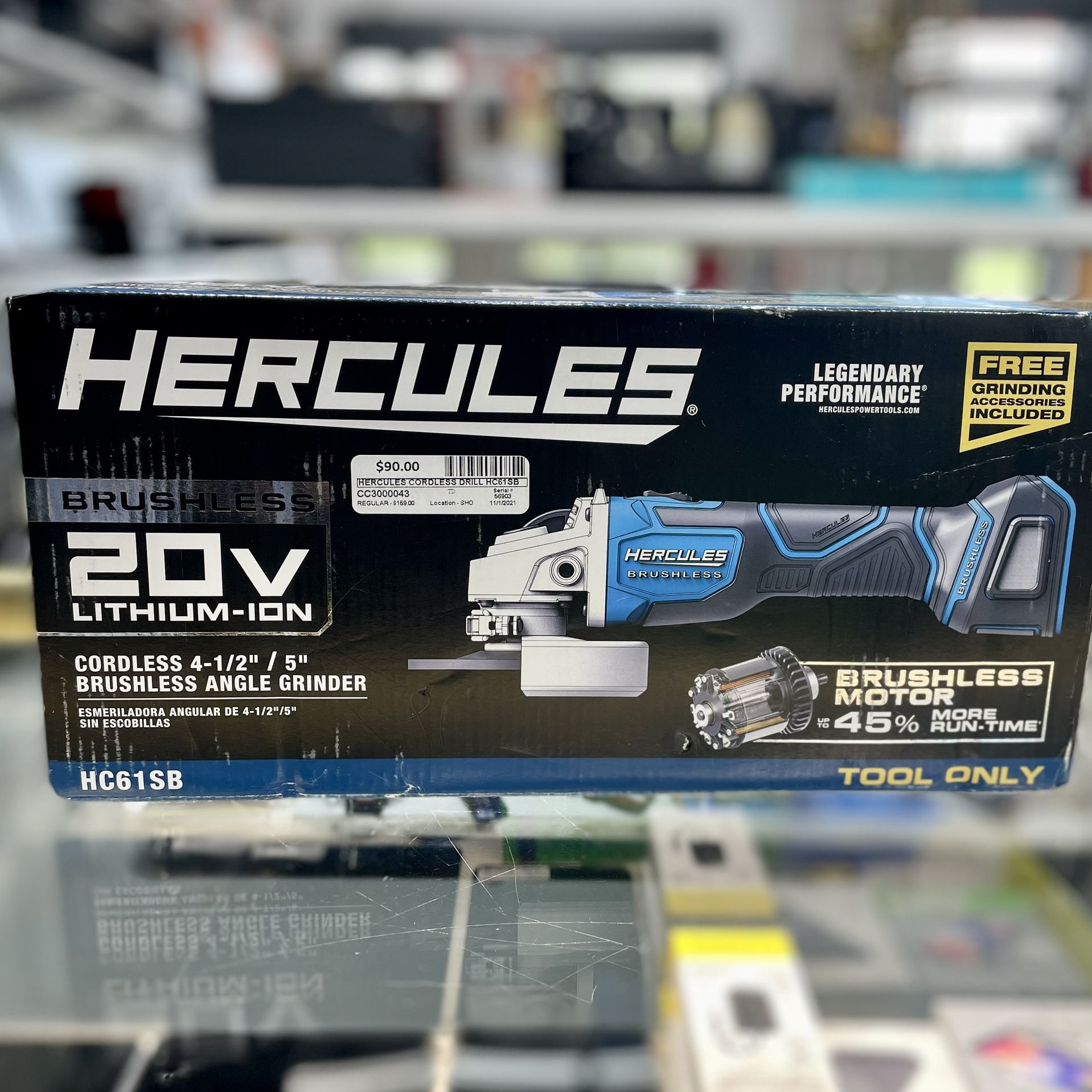 Hercules Brushless 20V Cordless 4-1/2” / 5” Angle Grider HS61SB *Tool-only*