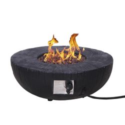 Afterglow TerraFab 28" Round 30,000 Btu Propane Fire Bowl Fire Pit for Outdoor Patio Garden Backyard Decking Decor CSA Certificated, Black