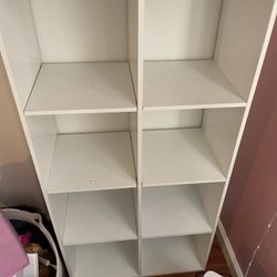 Two 8 Cube White Shelves 