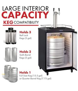 Kegco Keg Dispenser, Two Faucet, Black Trade Do 50CC Quad.