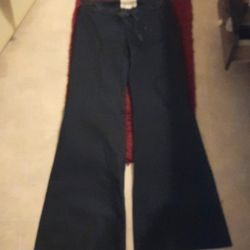 YaYa casual pants, boyfriend low rise waist wide leg size 4. Blue.