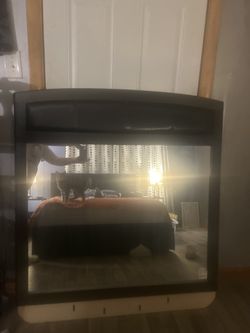 Black Leather/ Wood Framed Mirror( For Behind Dresser) 