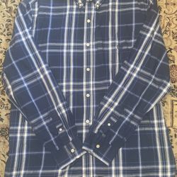 Chaps Easy Care Shirt Men’s XL Blue Plaid  Long Sleeve 