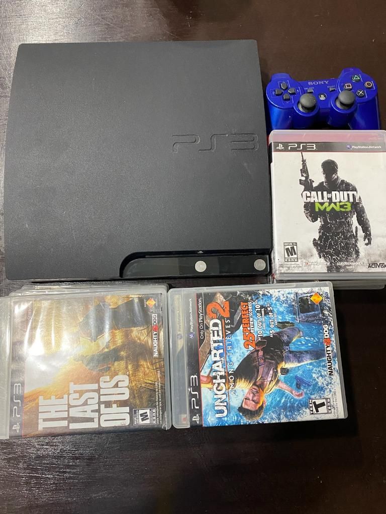PS3 Slim 120 GB With 1 Controller And Games