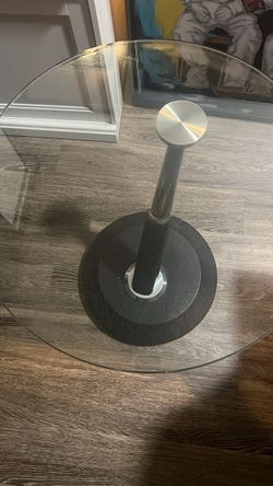 Round Glass Top Side Table with Metal Base