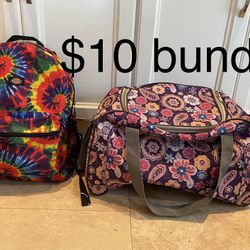 $10 bundle Duffle Bag with tie dye backpack