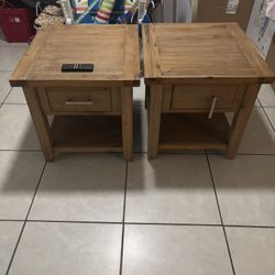 Two Living Room End Tables Solid Wood 