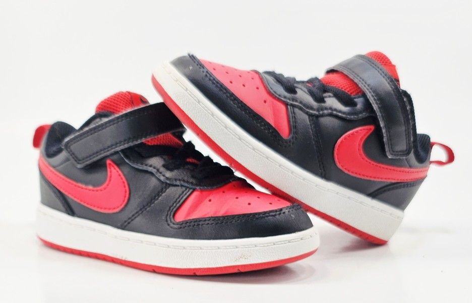 Nike Toddler Court Borough Low 2 Black Red Athletic Shoes Size 9C BQ5453-007