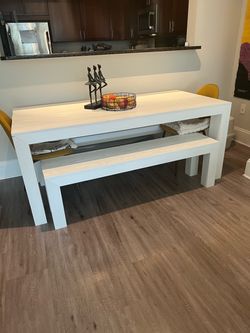 White bench table